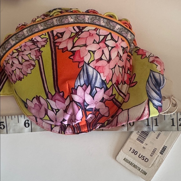 Agua Bendita Piper Suki Underwire Pink Line Floral Bikini Top - Picture 7 of 9
